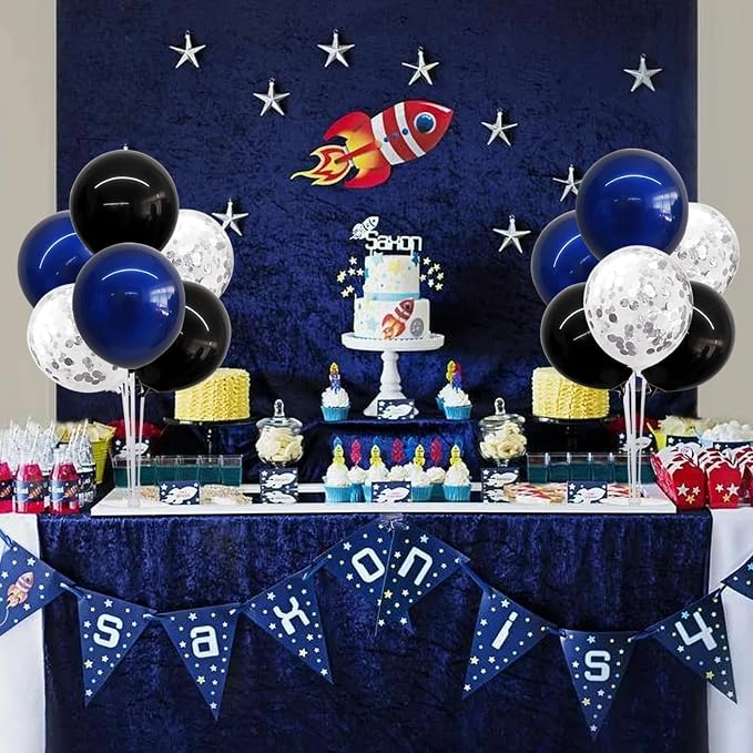 TONIFUL 4 Set Black Blue Silver Balloon Stand Balloon Centerpiece - Image 6