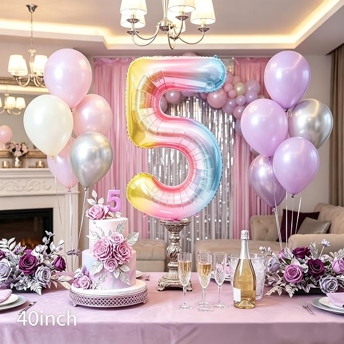 Rainbow Number Balloons Birthday Balloons - Image 6