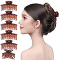 RC ROCHE 6 Pcs Double Claw Hair Clip Tooth Claw Clip Grip Tooth Jaw Clamps Thin Fine Hair Strong Hold No Slip Undo Clutchers for Women, Medium Brown