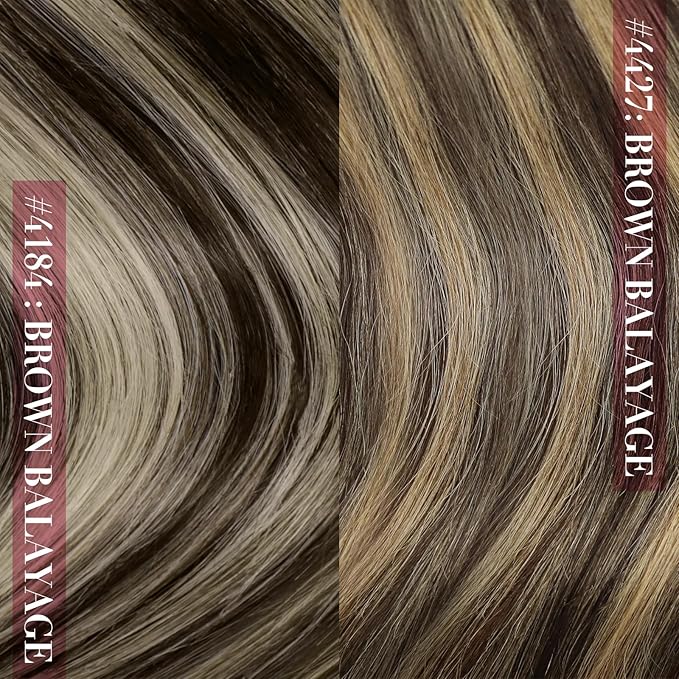 YoungSee Invisible Clip in Hair Extensions Human Hair Brown Balayage Clip on Hair Extensions Chocolate Brown with Ash Blonde Balayage Clip ins Real Human Hair Extension for Natural Look 120G 7Pcs 16In