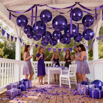 12Pcs Purple Round Balloons Foil, Large Metallic Purple Balloons - Image 4