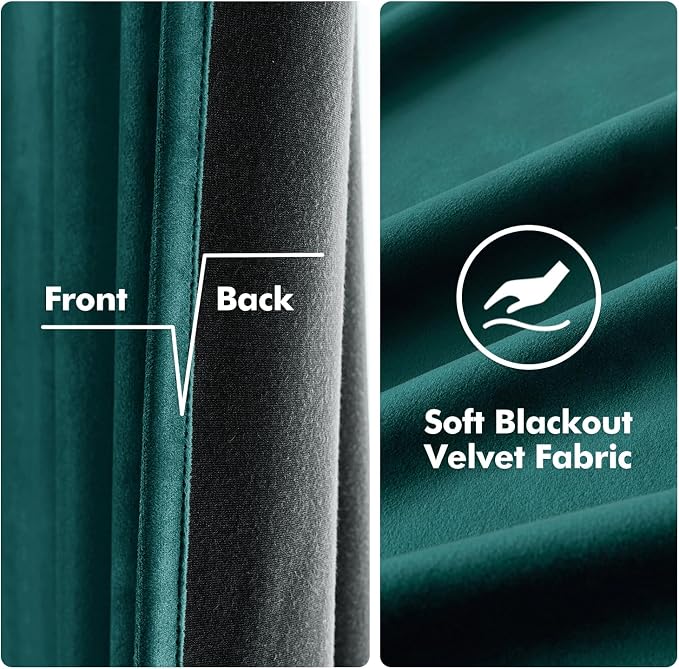 MIULEE Velvet Curtains Christmas Dark Green 52 x 108 Inch Length Set of 2 | - Image 3
