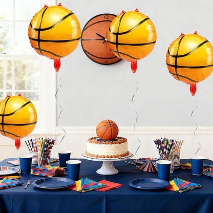 Fovths 12 Pieces Inflatable Basketball Balloons 18 Inches Basketballs Foil - Image 5