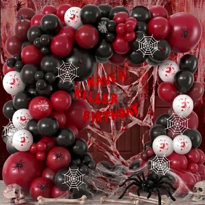 Halloween Balloon Arch Garland Kit, Spooky Party Decorations Background Supplies by Jenlion
