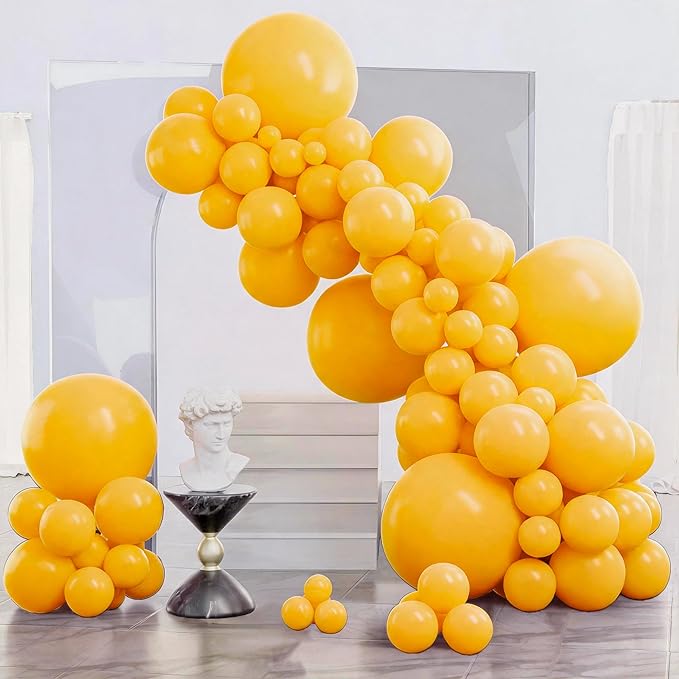 PartyWoo Mustard Yellow fall Balloons 140pcs Different Sizes | 18 12 10 5 Inch by PartyWoo