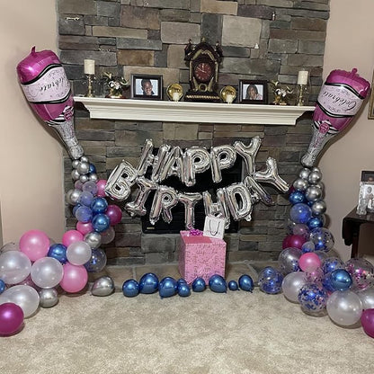 Silver Happy Birthday Balloon Banner, 16 Inch Foil Mylar Happy Birthday - Image 8