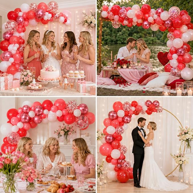 Red Balloons Set 12 Inch Red and White Balloons - Image 7