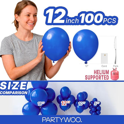 PartyWoo Royal Blue Balloons 100pcs Dark Blue Latex Helium Balloons 12 Inch | - Image 6