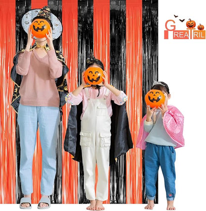 Black Orange Streamers Party Backdrop - Image 4