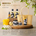 christmas gift bath basket, Bath and Body Gift Basket Orchid & Jasmine Spa Gift Baskets for Women Fragrant Body Lotions, Christmas Gifts for Women, Home Spa Gift Basket, Bath Kit Cosmetic bag Sets