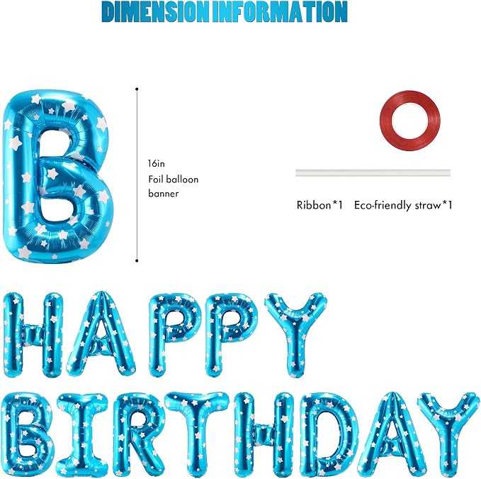 CANREVEL Happy Birthday Banner 13pcs 16 Inch Mylar Foil Letters Balloons - Image 3