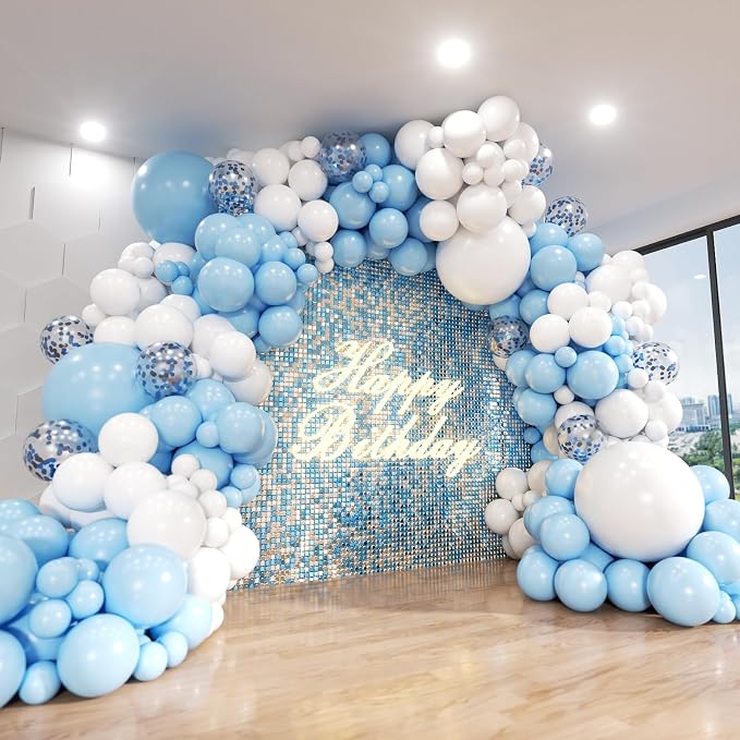 Blue and White Balloon Arch Kit, ADOINBY 140Pcs Pastel Light Blue and White by ADOINBY