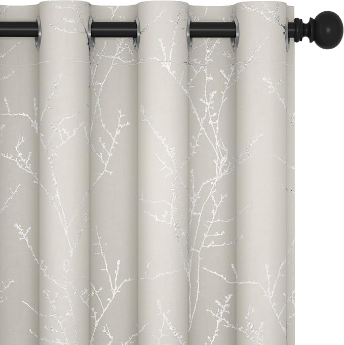 Deconovo Blackout Curtains, Light Beige Thermal Grommet Drapes, Privacy Window - Image 2