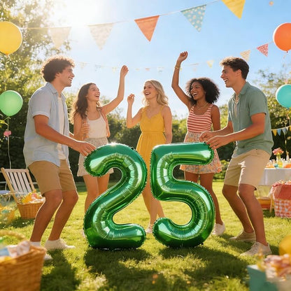 Number 25 Balloons 40 Inch for 25 52 Birthday Party Decorations, Dark Green | - Image 2