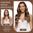 GOO GOO Clip in Hair Extensions Real Human Hair, Remy Human Hair Extensions Clip ins for Women, Natural Human Hair, 14inch 120g 7Pcs, 4/27/4 Balayage Chocolate Brown to Caramel Blonde