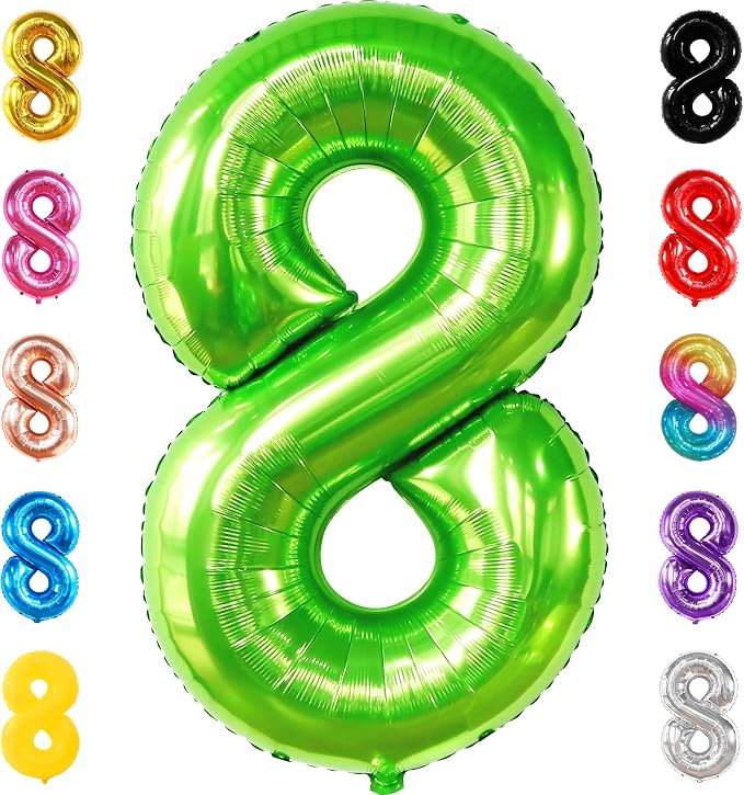 KatchOn Light Green Number 8 Balloon 40 Inch | Green Neon 8 balloon Number by KatchOn