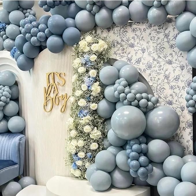 412pcs Dusty Blue Balloons Different Sizes 18 12 10 5 Inch, Slate Blue Boho - Image 6