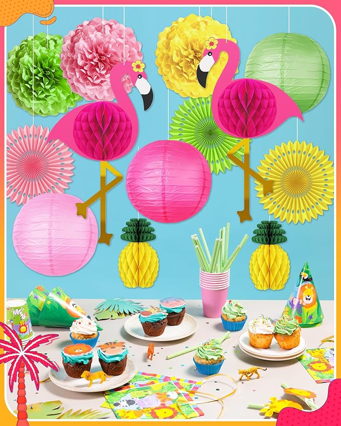 Flamingo Hawaiian Luau Party Decorations, Pool Summer Tropical Decorations | - Image 5