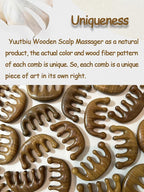 Wooden Scalp Massager & Head Massager, Natural Green Sandalwood Wide Tooth Comb for Scalp Care, Hair Growth, Stress Relief & Relaxation, Handheld Wood Therapy Massage Tool