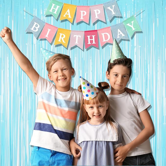 BRAVESHINE Pastel Blue Fringe Curtains Party Streamers Backdrop | 2 Pack | - Image 6