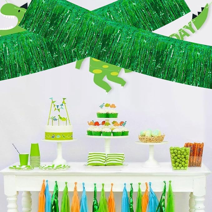BEISHIDA Laser Green Fringe Garland Banner 30ft Wall Tinsel Foil Streamers | - Image 5