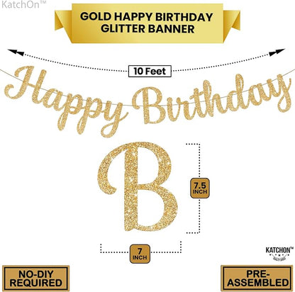KatchOn Glitter Gold Happy Birthday Banner- 10 Ft, Birthday Decorations | - Image 2