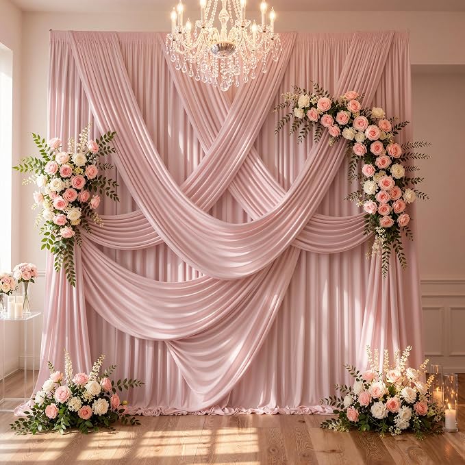 50ftx10ft Wrinkle Free Dusty Pink Backdrop Curtains - Image 3