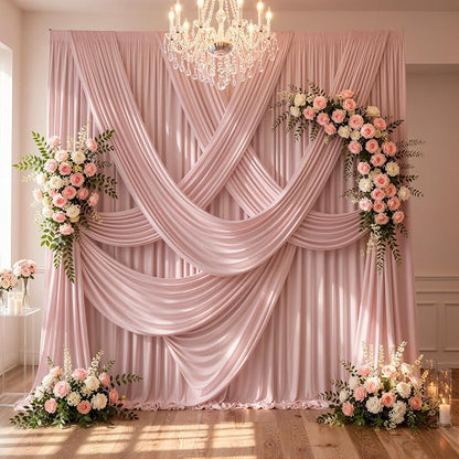 50ftx10ft Wrinkle Free Dusty Pink Backdrop Curtains - Image 3