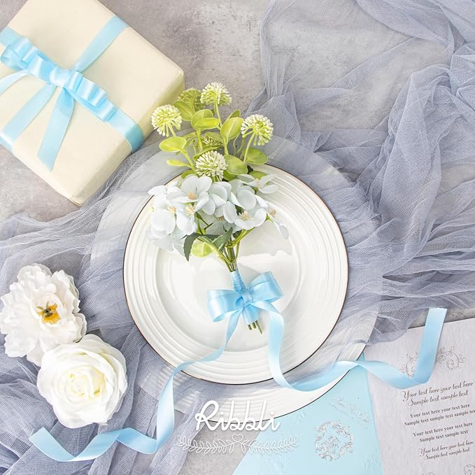 Ribbli Light Blue Satin Ribbon 5/8 inch x Continuous 25 Yards, Double Faced - Image 3