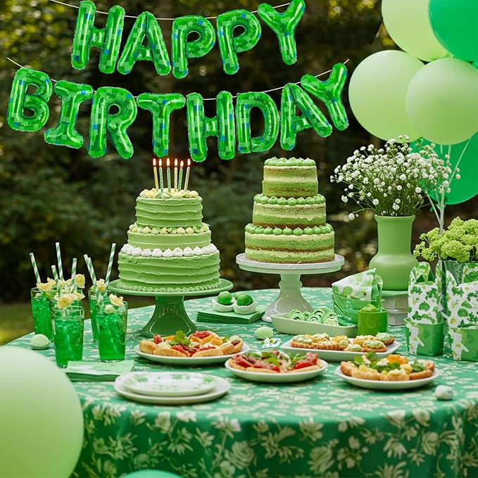 Vuzvuv Green Happy Birthday Balloon Banner, Game Theme Foil Balloon Letters - Image 5