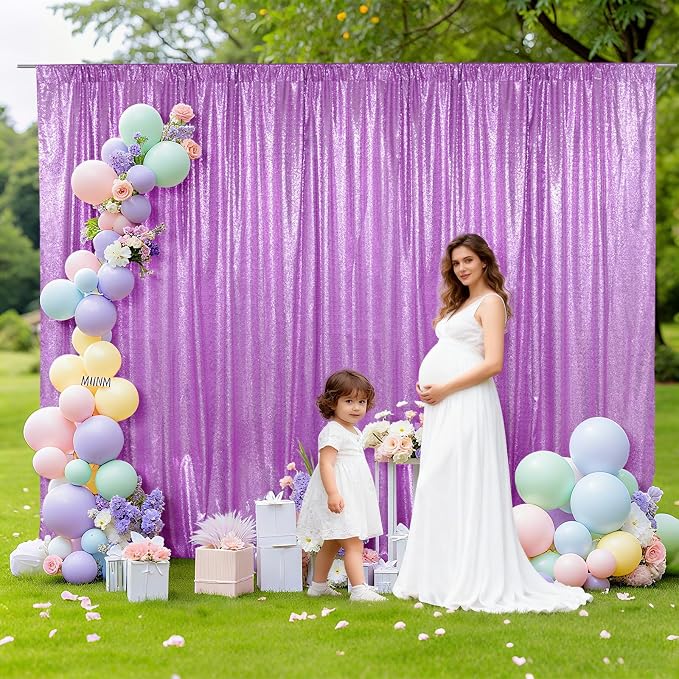 SquarePie 10x10ft Lavender Sequin Backdrop, High Density Non-Transparent - Image 2
