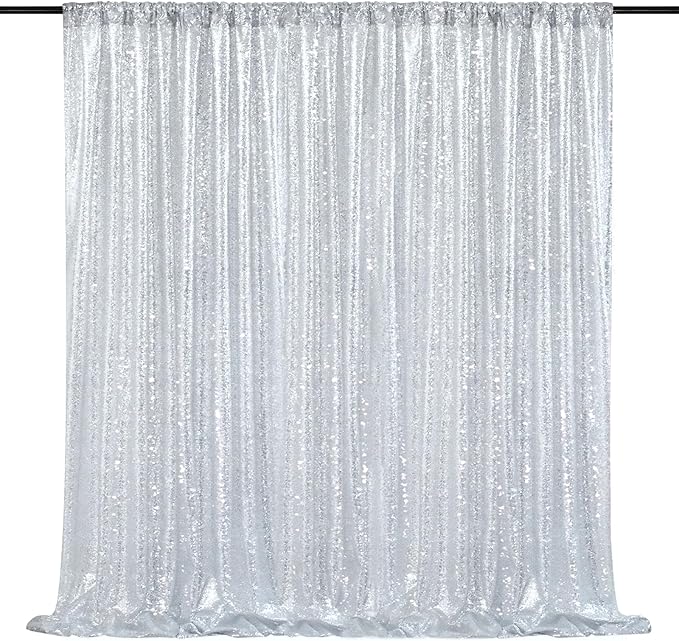Silver Sequin Backdrop Sequin Wedding Photo Curtains 10ft x 10ft | Sequin by QueenDream
