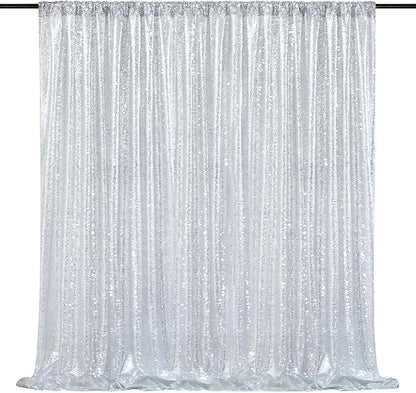 Silver Sequin Backdrop Sequin Wedding Photo Curtains 10ft x 10ft | Sequin by QueenDream