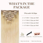GOO GOO Clip in Hair Extensions Real Human Hair, Remy Human Hair Extensions Clip ins for Women, Natural Human Hair, 20inch 120g 7Pcs, #R7/60F