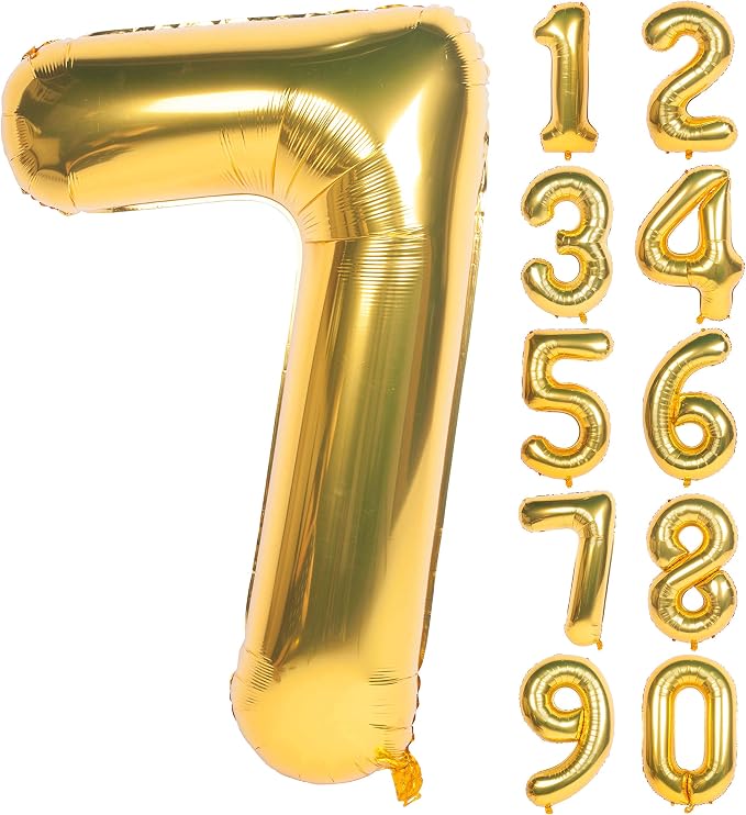 40In Large Gold Number Balloon 7 Aluminum Foil Mylar Big Number Balloon 0-9 | by Exquisitehighqualitypartydecorationstomeetyoureveryneed%EF%BC%81