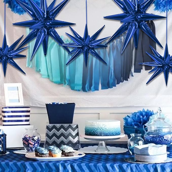 TONIFUL 8 Pcs Star Balloons Navy Blue Foil Explosion Balloon Party Decor | 2 - Image 4