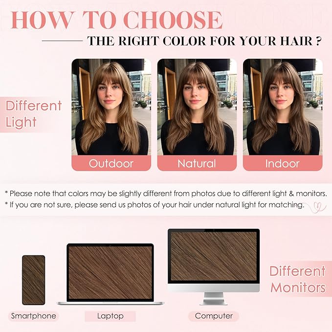 Hairro Human Hair Toppers with Wispy Bangs, 3.5x4.7" Hand-wovened Base for Women with Thinning Hair, Lightweight & Breathable Realistic Scalp, Clip-in Hairpieces for Easy Wear, 14 Inch Cocoa Brown
