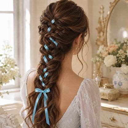 30Yards 3/8In Thin Lake Blue Ribbon - Image 7