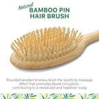 Bamboo Bristle Hair Brush for Women, Men, Kids; Dry and Wet Detangling Hair Brush Gently Enhances Shine, Smooths Frizz and Prevents Breakage in Fine and Straight, Thick and Curly Hair (oval)