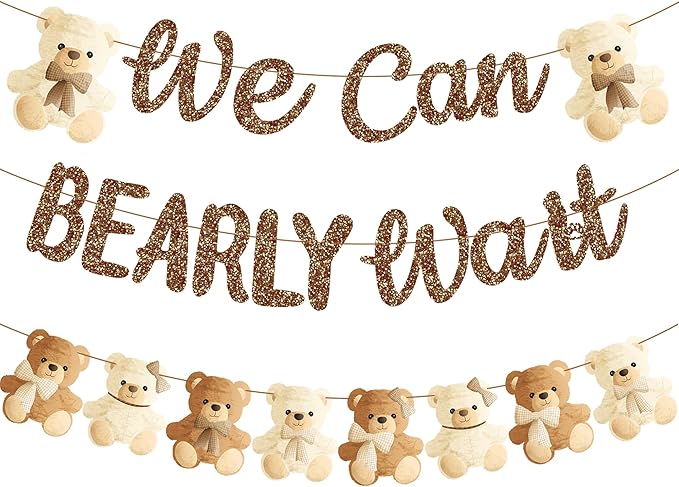 umoni Teddy Bear Banner, We Can Bearly Wait, Baby Shower Decorations, Gender by umoni