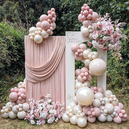 HILAVO Dusty Pink Balloon Arch Kit Boho Blush Pink Champagne Gold Double - Image 4