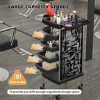 Salon Rolling Trolley with 4 Drawers/Stainless Steel Frame Storage Tool Holder for Barbershop Beauty Spa and Hair Salon Beauty Black