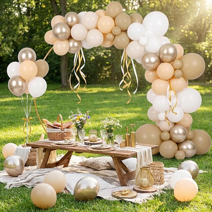 RUBFAC Beige and Champagne Balloons - Image 5