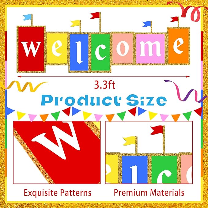 Gueevin 3.3 ft Back to School Welcome Banner Classroom Castle Welcome Sign - Image 2
