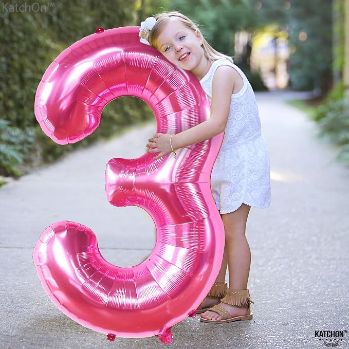 KatchOn, Hot Pink Number 3 Balloon 40 Inch | Number 3 Foil Balloon, 3rd Pink - Image 6