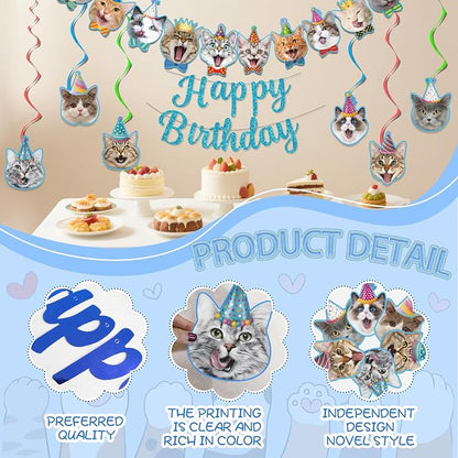 Cat Birthday Decorations, Cute Cat Birthday Banner - Image 4