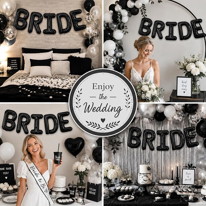 BRIDE Balloons Bachelorette, 16 inch Black Bride Balloons - Image 5
