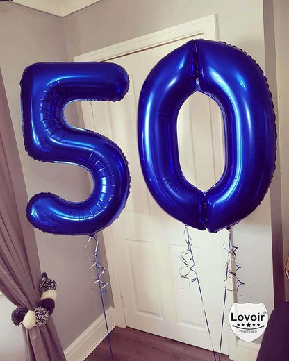 Navy Blue 60 Number Balloons, 40 Inch Giant Number 60 Balloons Foil Mylar - Image 3