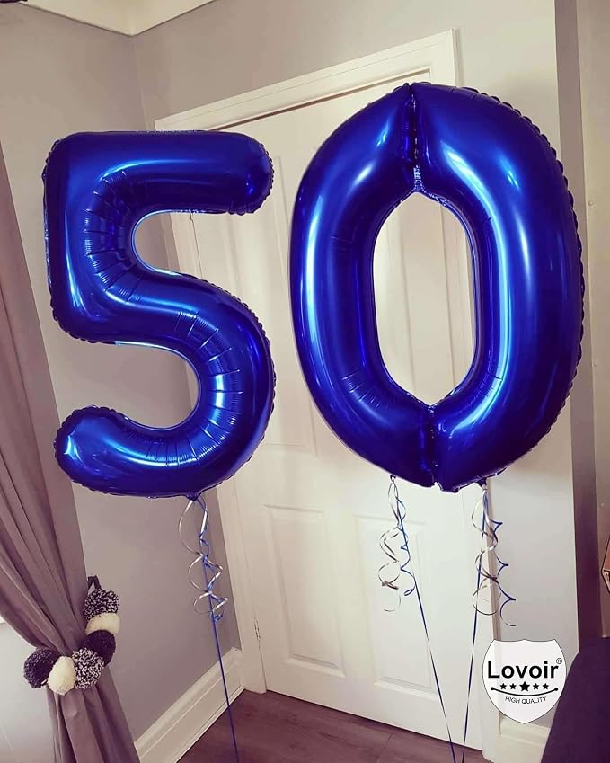 Navy Blue 40 Number Balloons, 40 Inch Giant Number 40 Balloons Foil Mylar - Image 5