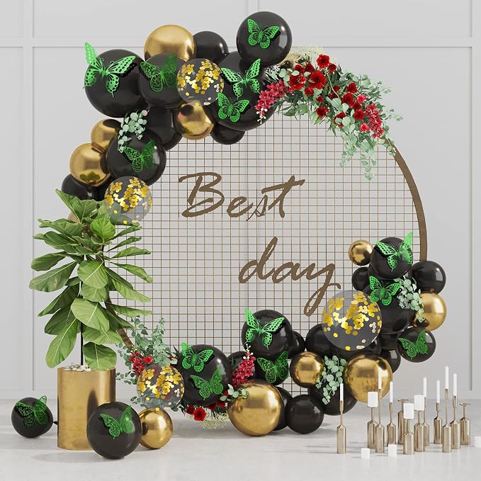 SAOROPEB 3D Butterfly Wall Decor 48 Pcs Dark Green Butterfly Decorations | 4 - Image 3